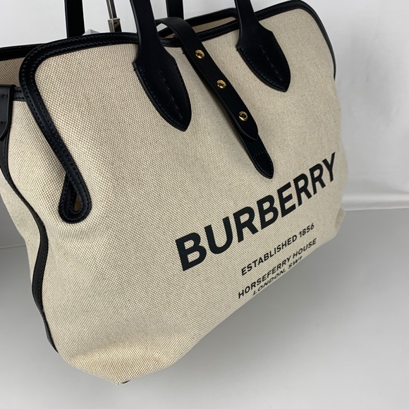 New Burberry Soft Cotton & Leather Belt Bag - Picture 2 of 8